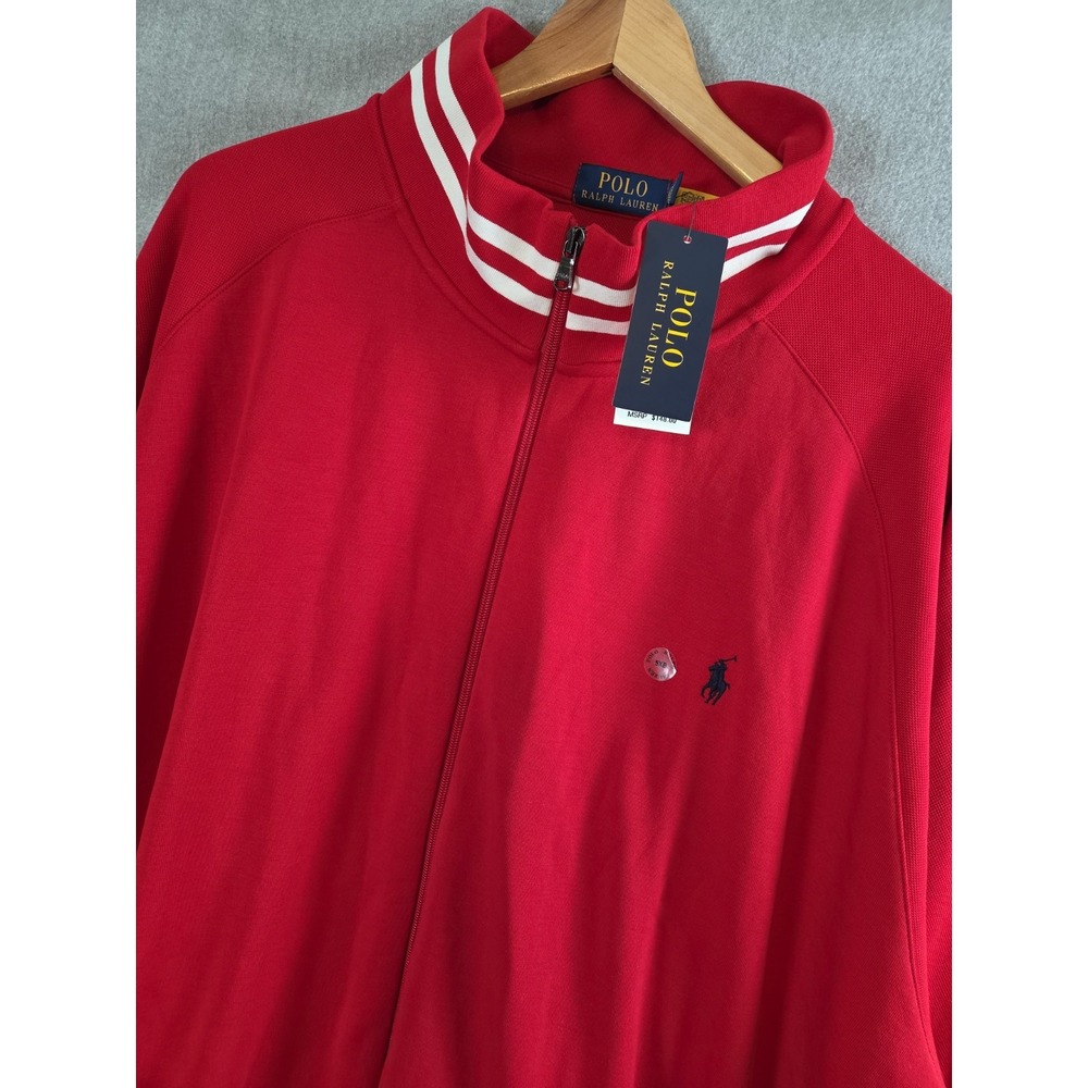 Polo Ralph Lauren Big & Tall 5XB Red White Raglan Full Zip Track Jacket NEW